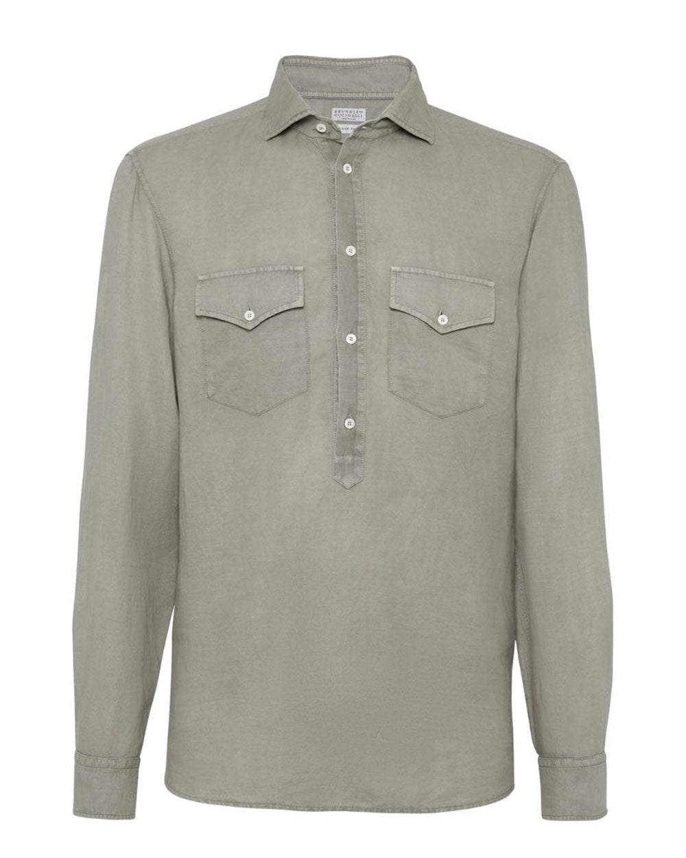 Sage Green Pullover Linen Sportshirt