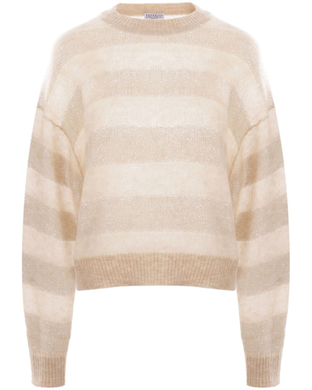 Seashell Pailette Stripe Crewneck Sweater