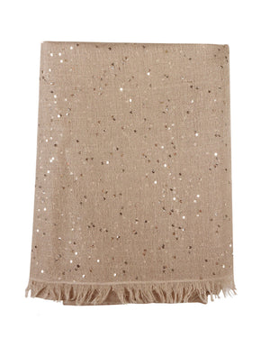 Silk Linen Micro Paillette Scarf in Cornstalk