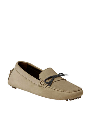 Suede Driving Loafer in Dark Beige