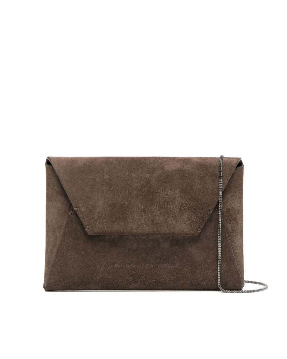 Brunello Cucinelli Suede Foldover Envelope Clutch with Shoulder Strap ...