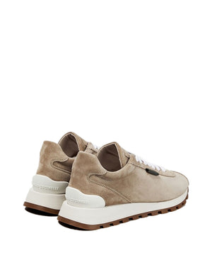 Suede Monili Sneaker in Beige