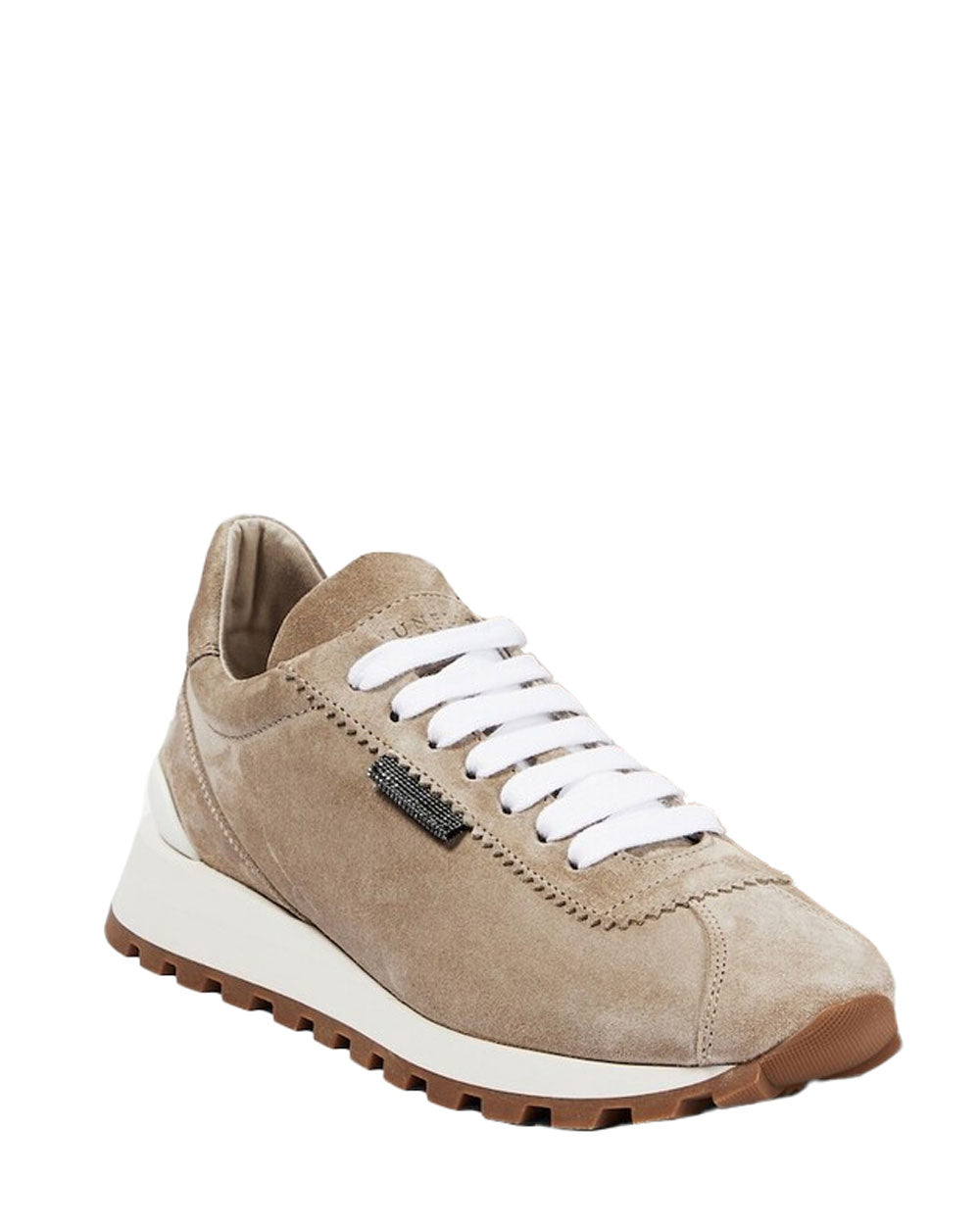 Suede Monili Sneaker in Beige