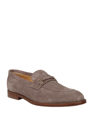 Suede Penny Loafer in Grey