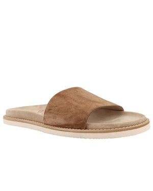Suede Slide Sandals in Brown
