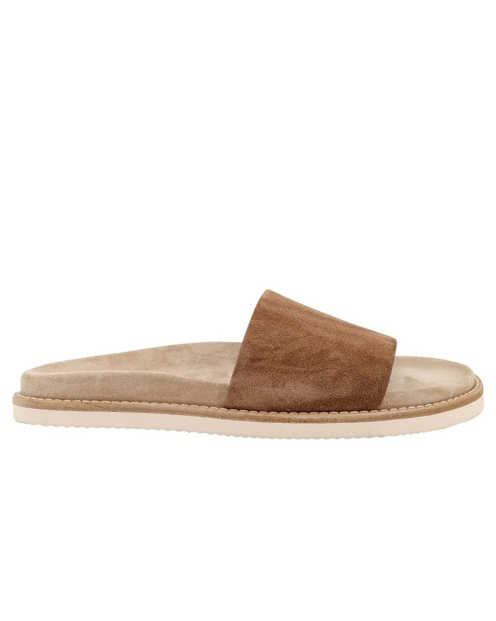 Suede Slide Sandals in Brown
