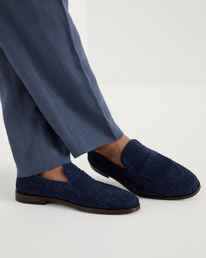 Suede Woven Loafer in Ocean Blue