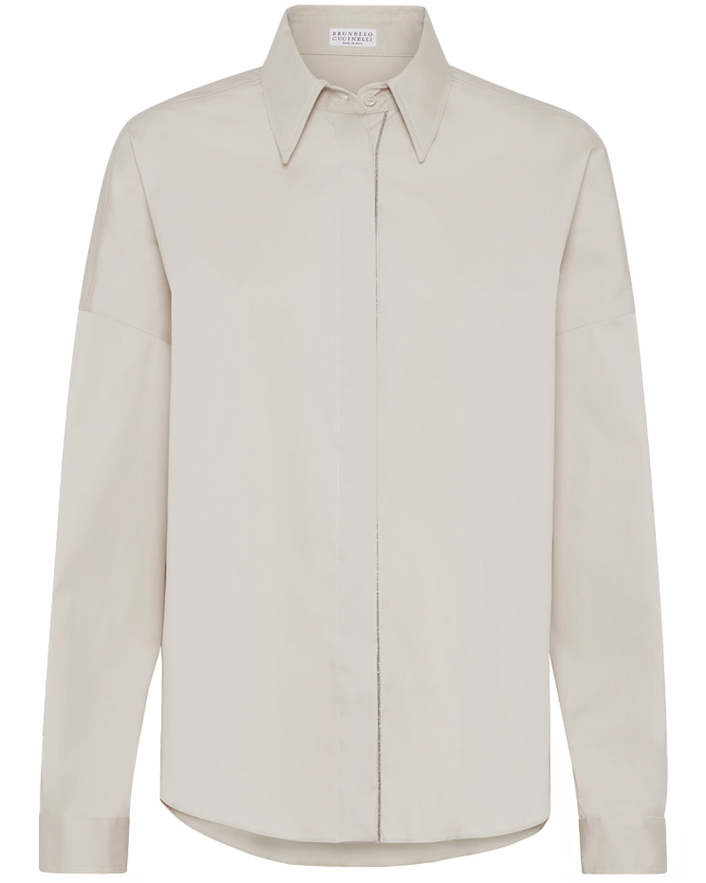 Vanilla Cream Monili Placket Poplin Shirt