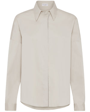 Vanilla Cream Monili Placket Poplin Shirt