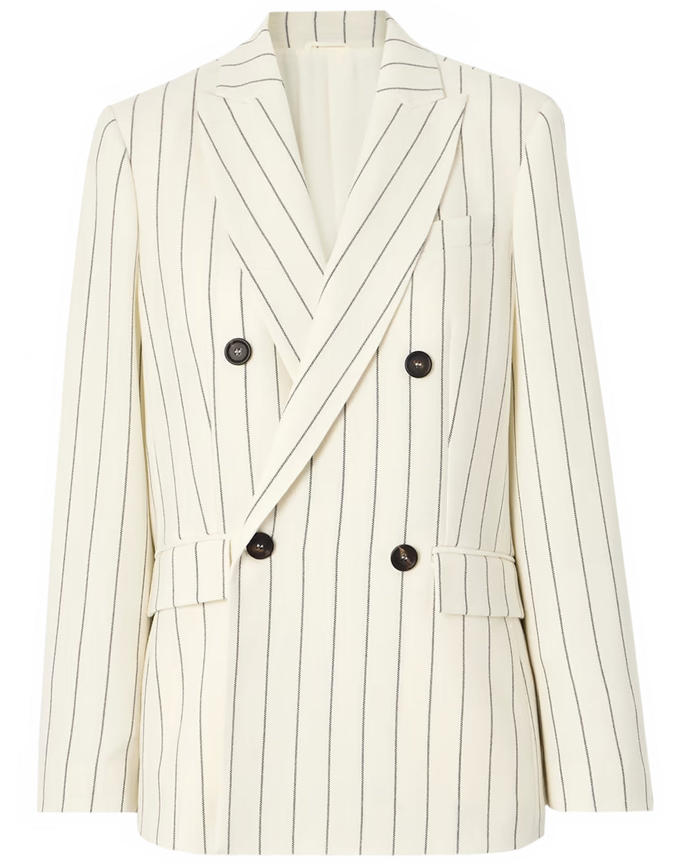 White and Grey Pinstripe Panama Double Breasted Jacket