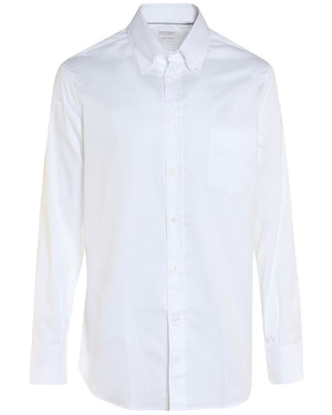 White Cotton Basic Sportshirt