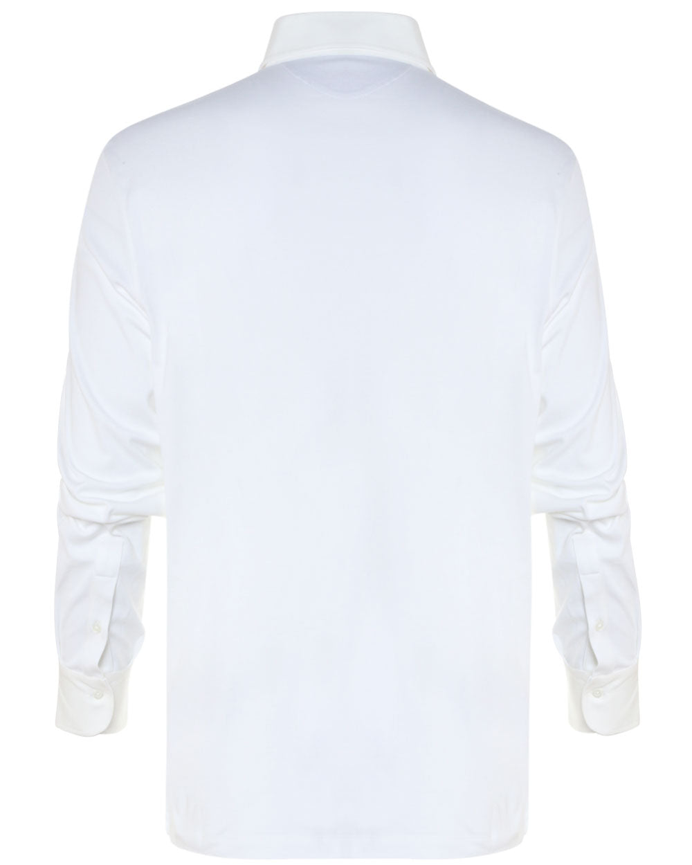 White Cotton Blend Jersey Long Sleeve Polo