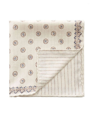 White Geometric Pocket Square