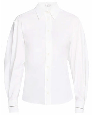 White Monili Cuff Button Up Shirt