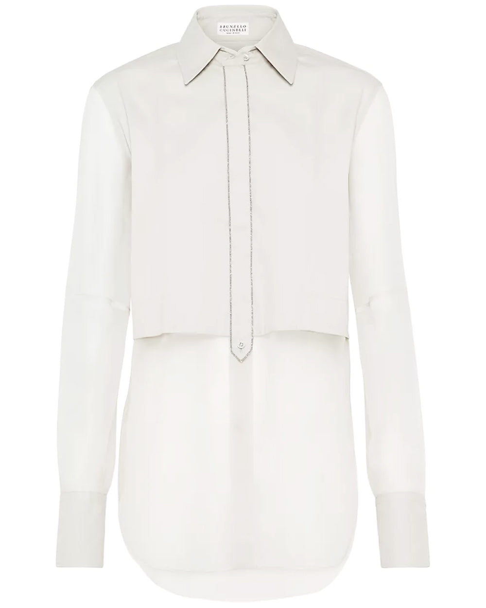 White Monili Placket Organza Blouse