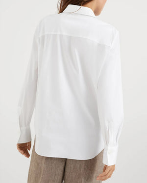 White Monili Trim Collar Button Up Shirt