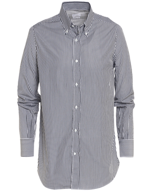 White and Black Candy Striped Cotton Sportshirt