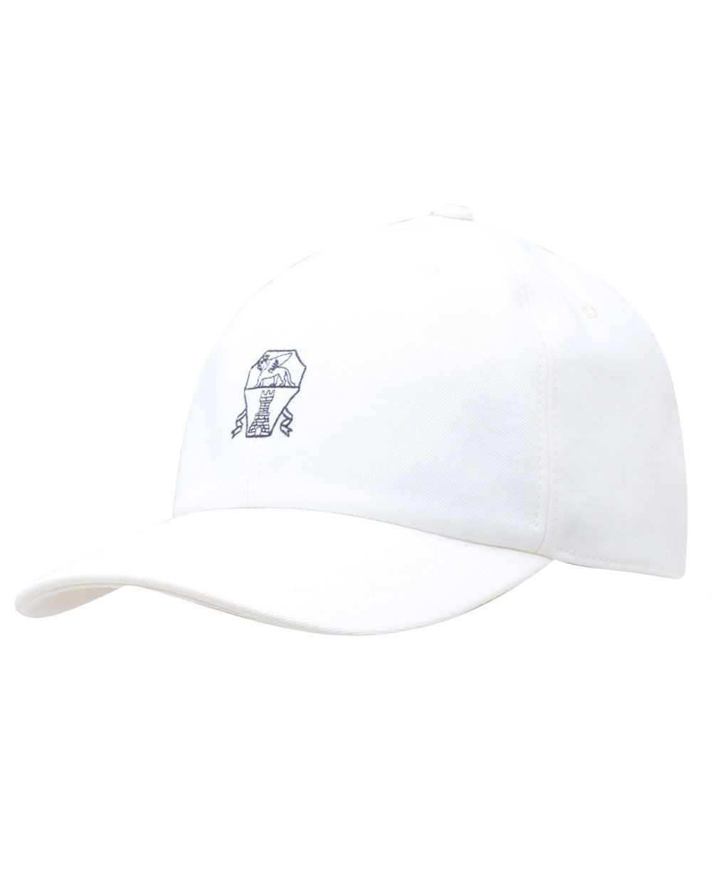 White and Navy Embroidered Cotton Baseball Cap