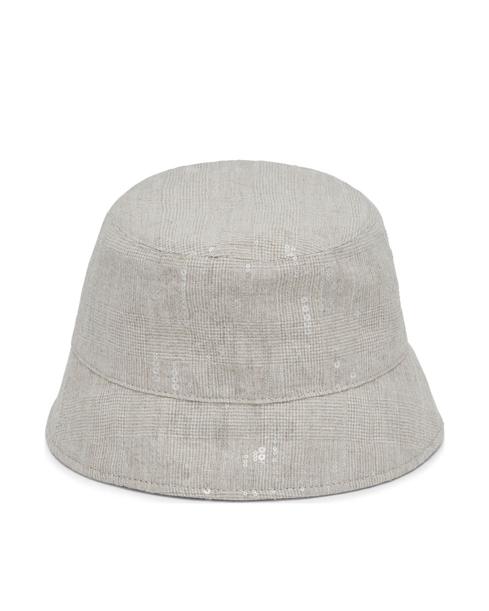 Brunello Cucinelli Prince of Wales Paillette Bucket Hat in Light Grey ...