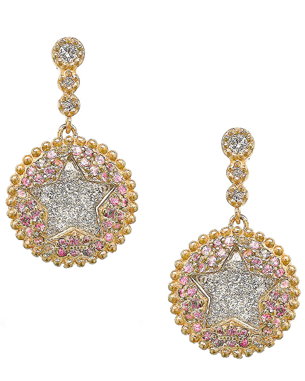 The Crystal Pink Star Drop Earrings