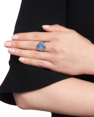 Heavyweight Blue Ceramic Heart Ring