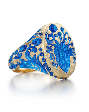 Heavyweight Blue Ceramic Heart Ring