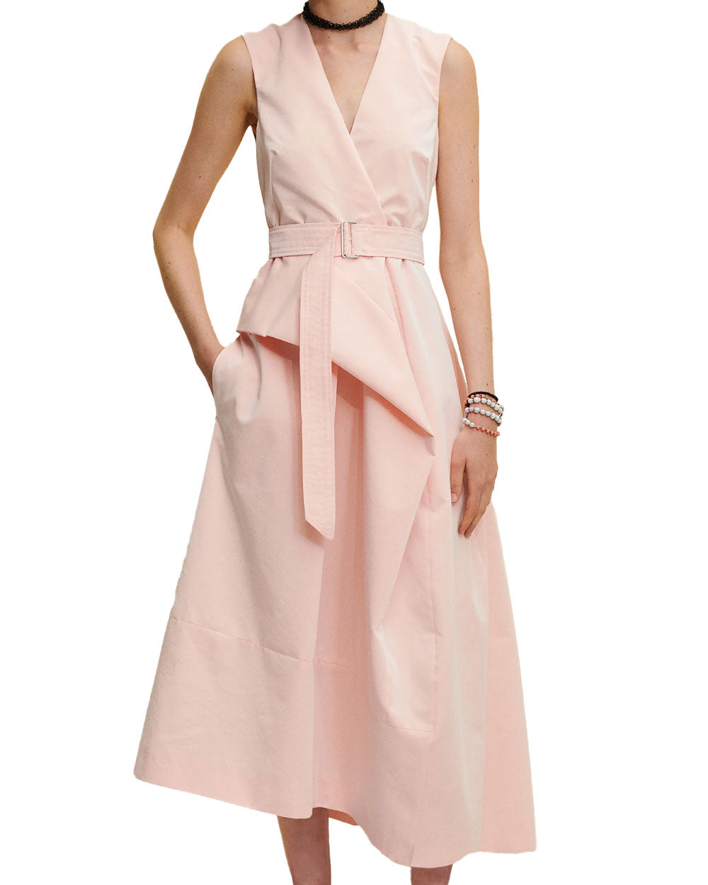 Peach Daikuta Asymmetric Midi Dress