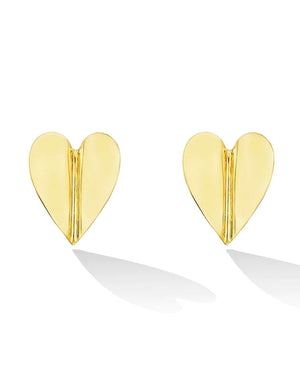 Large Wings Of Love Folded Heart Stud Earrings