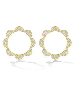 White Diamond Bloom Triplet Stud Earrings