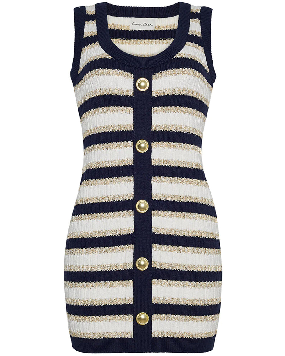 Navy and White Nicole Button Dress