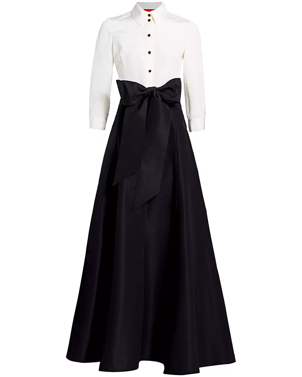 Black and White Belted Trench Gown
