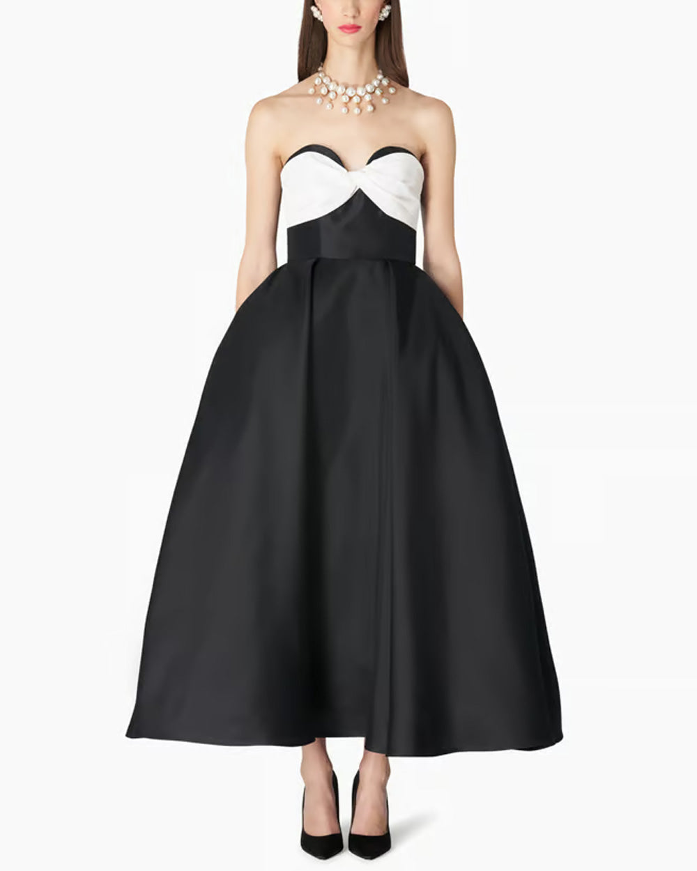 Black and White Sweetheart Strapless Dress