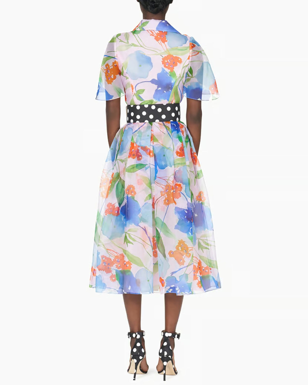 Blush Floral Short Sleeve Button Down Midi Dress