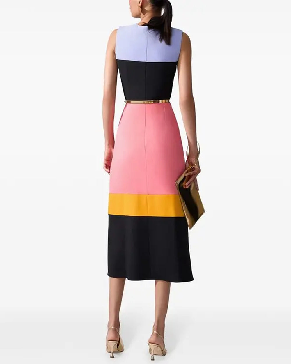 Colorblock Crewneck Midi Dress