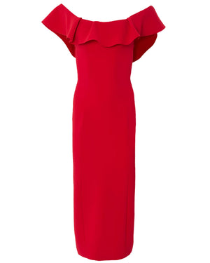Crimson Short Sleeve Pencil Midi Dress