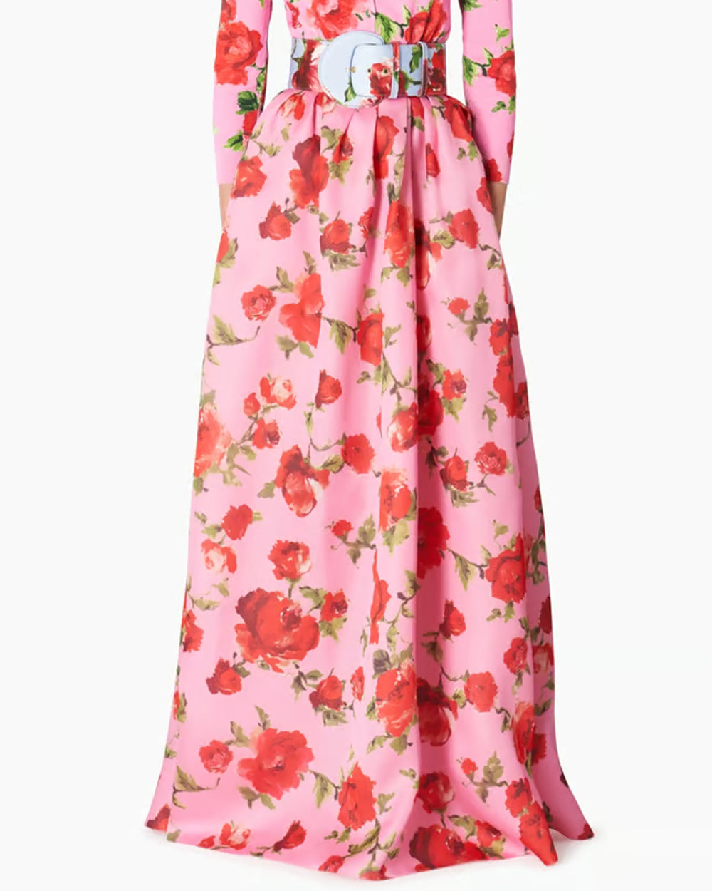 Deco Pink Floral Print Organza Ball Skirt