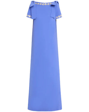 Delphinium Embellished Bateau Columnar Gown