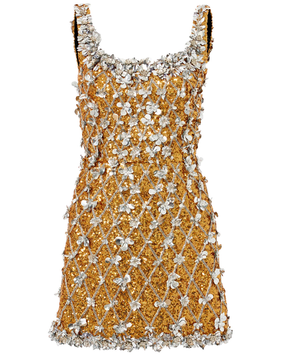 Gold Sequin Embellished Mini Dress