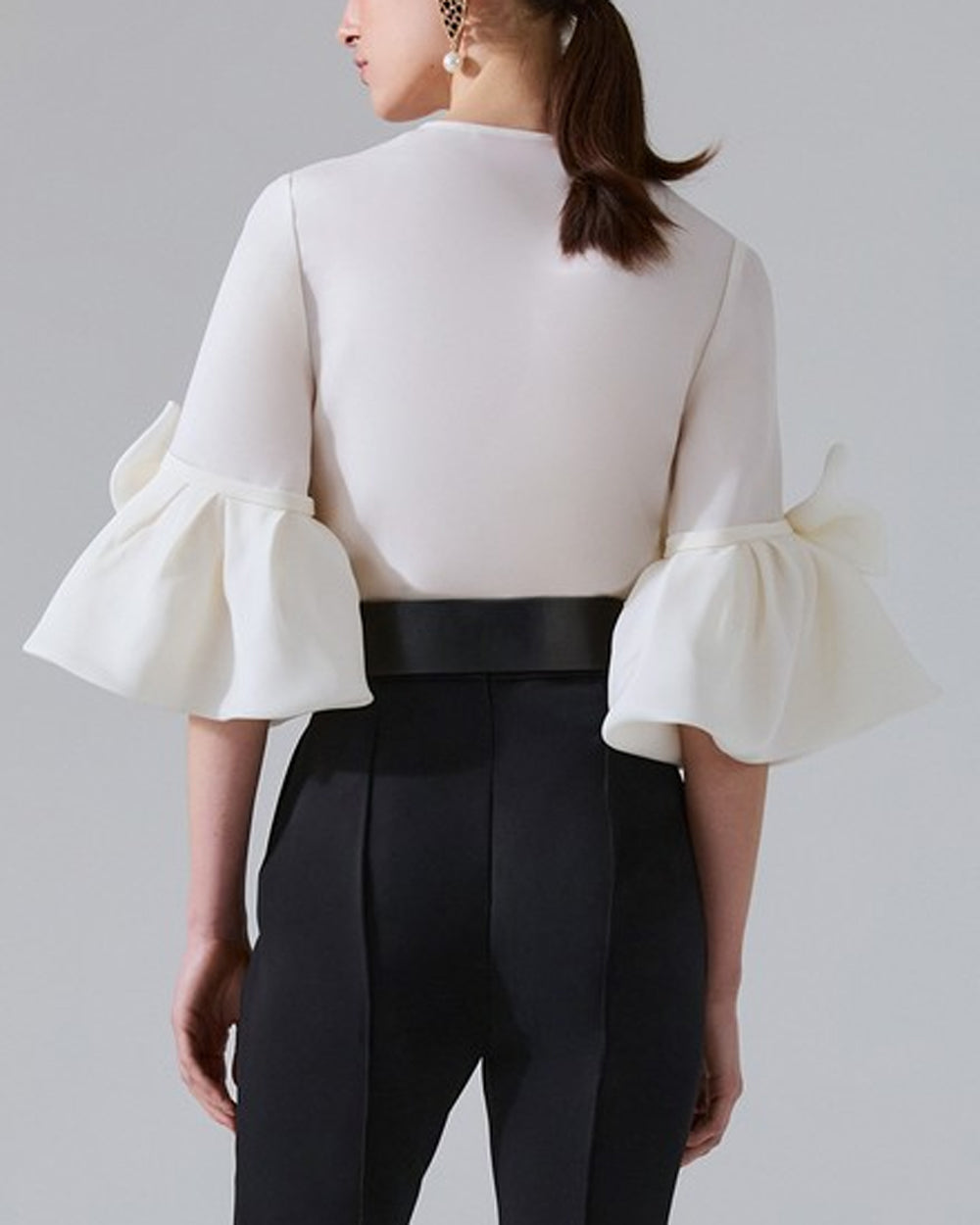 Ivory Ruffle Bow Sleeve Blouse