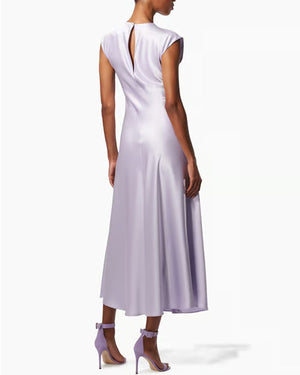 Lilac Satin Sleeveless Midi Dress