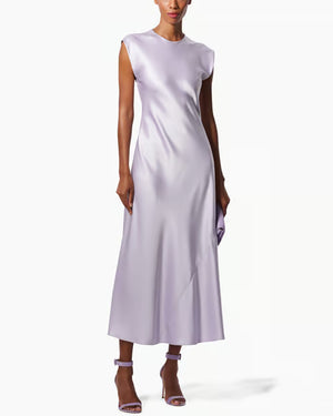 Lilac Satin Sleeveless Midi Dress