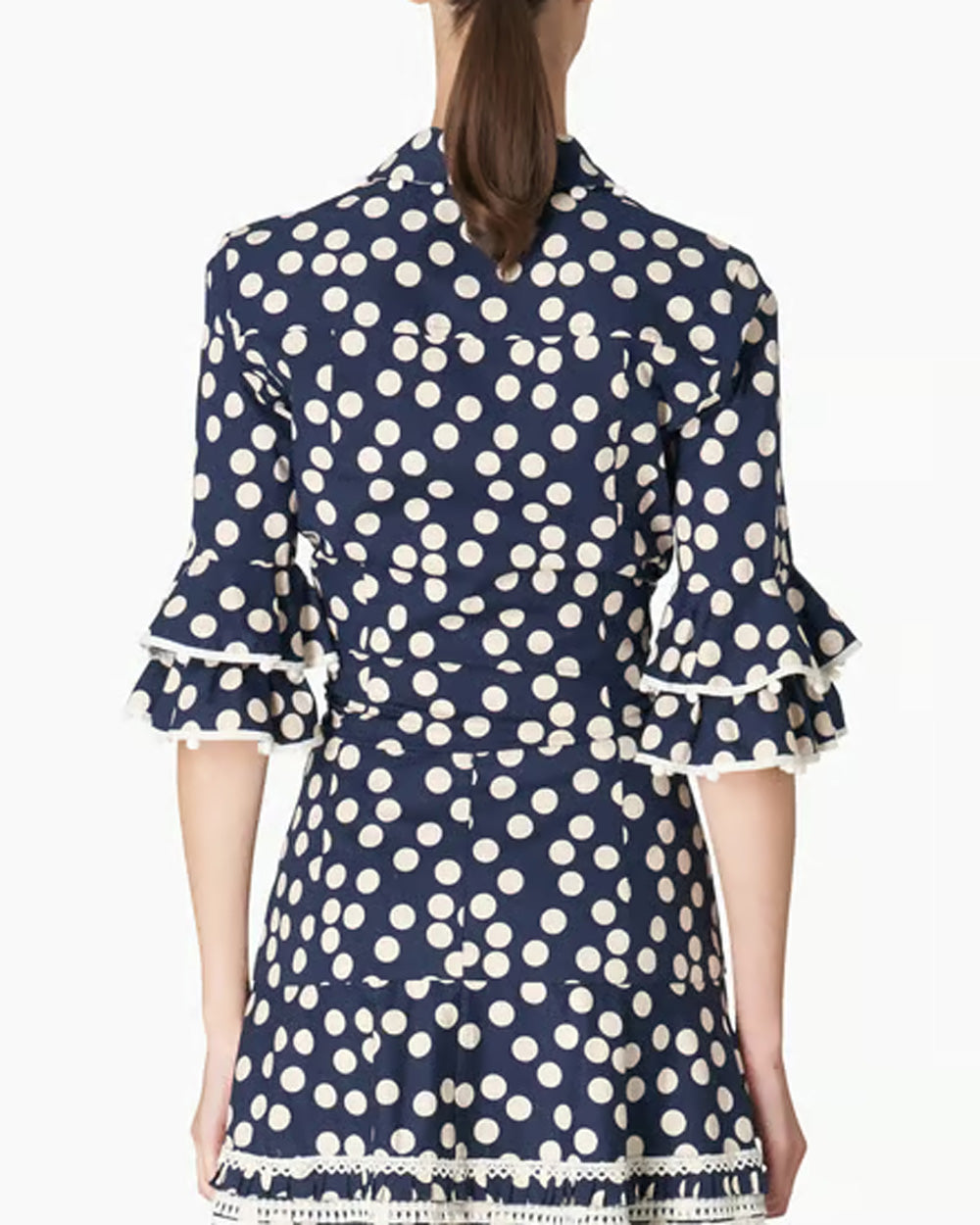 Midnight Dot Embroidered Button Down Blouse