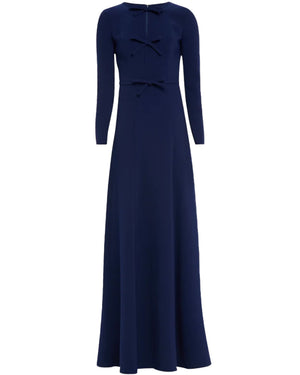 Midnight Long Sleeve Triple Bow Gown