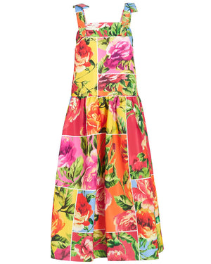 Multicolor Drop Waist Bow Dress