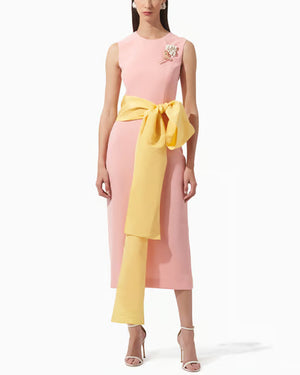 Shell Pink Sleeveless Midi Dress
