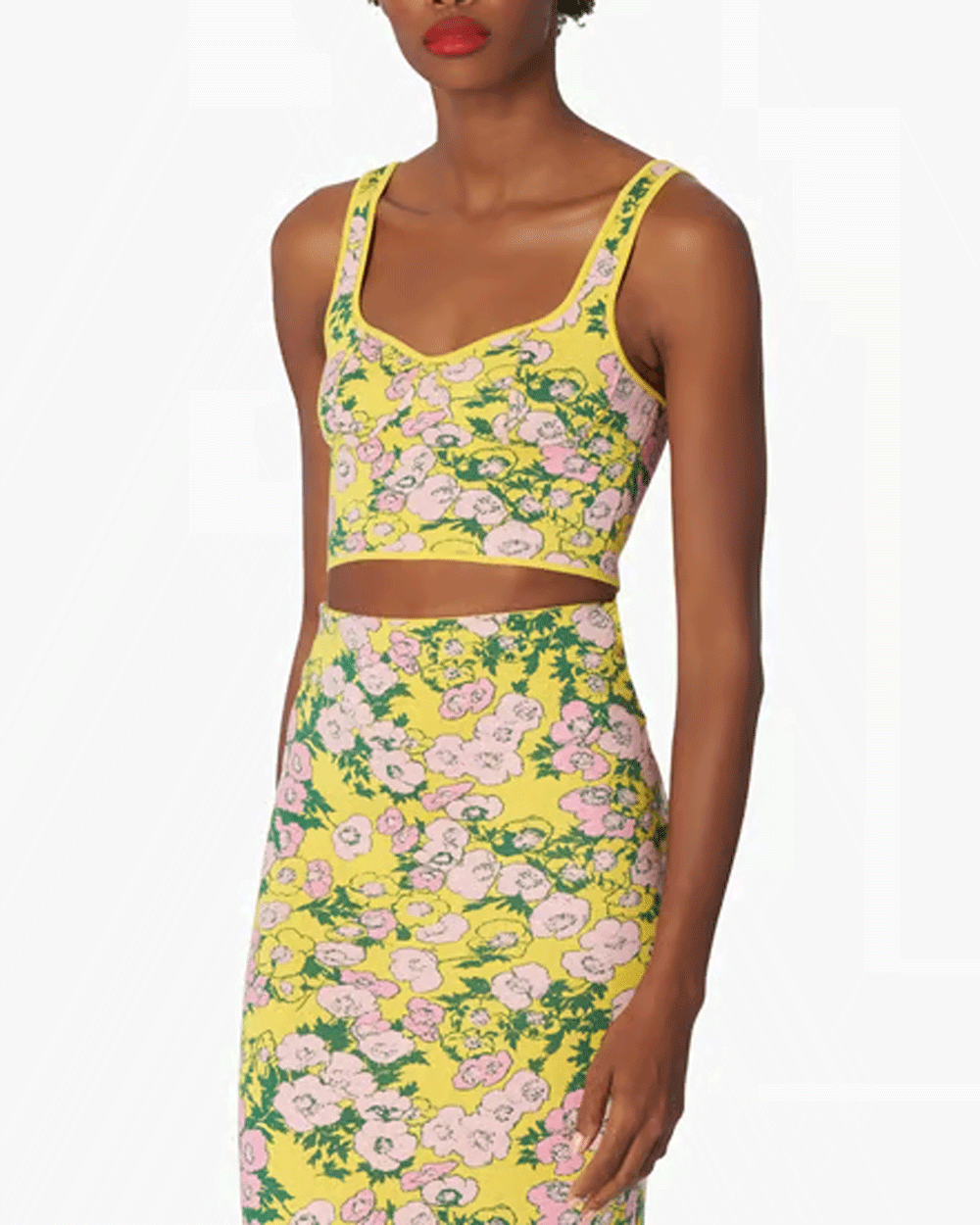 Taxi Cab Floral Jacquard Bustier Cropped Blouse