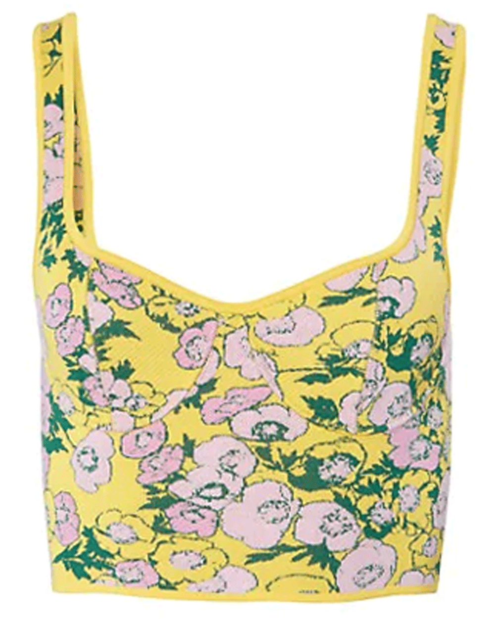 Taxi Cab Floral Jacquard Bustier Cropped Blouse