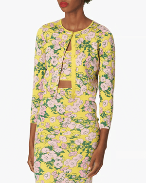 Taxi Cab Floral Jacquard Cropped Cardigan