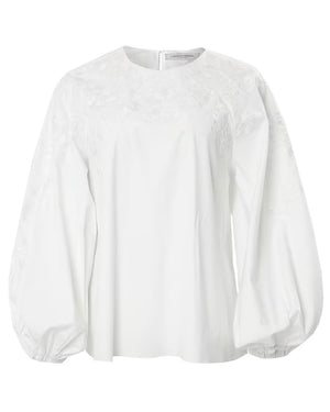White Embroidered Puff Sleeve Blouse