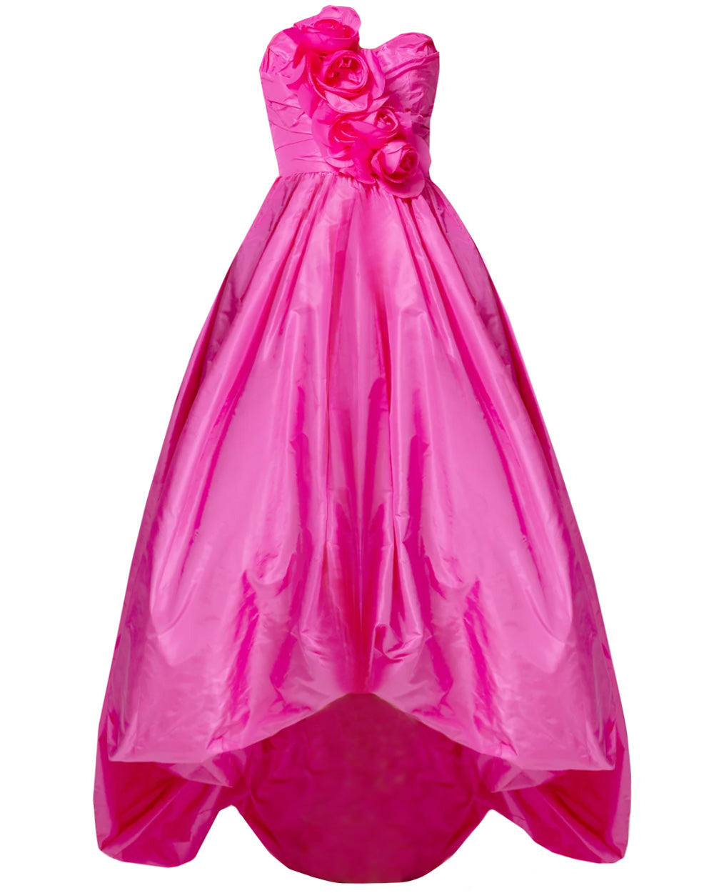 Pink Strapless Rose High Low Gown